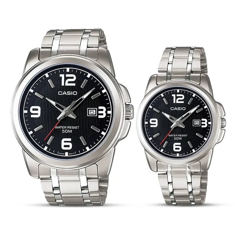 Casio Enticer Black Dial Couple Watch | MTP/LTP-1314D-1AV